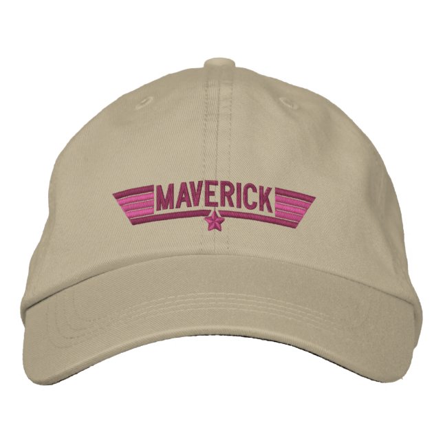 Classic Personalized Star Maverick or Your Text Embroidered Baseball Hat (Front)