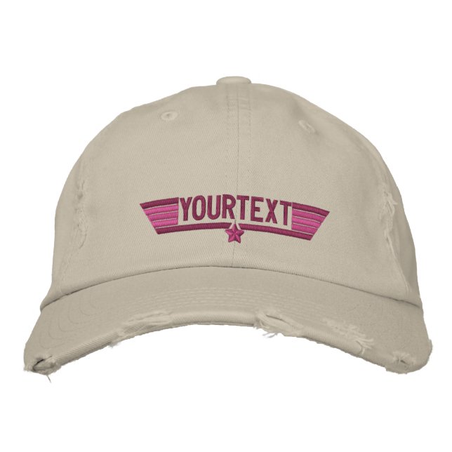 Classic Personalized Star Wings Your Text Embroidered Baseball Hat (Front)