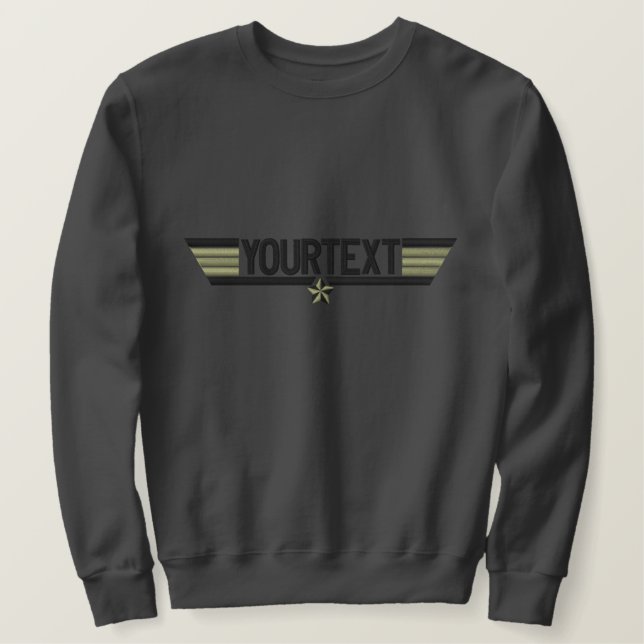 Classic Personalized Star Wings Your Text Embroidered Sweatshirt (Design Front)