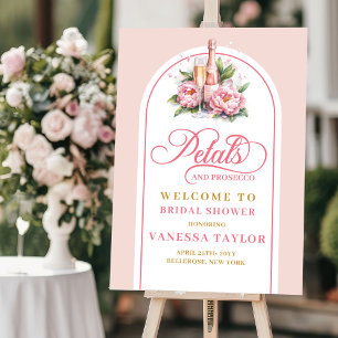 Classic petals and prosecco welcome sign art
