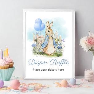 Classic Peter Rabbit Baby Shower Diaper Raffle Poster