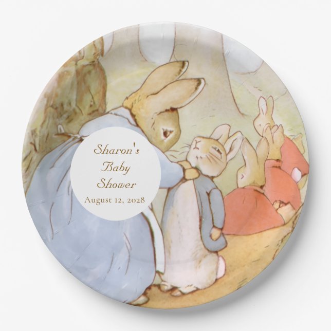 Classic Peter Rabbit Baby Shower Paper Plates (Front)