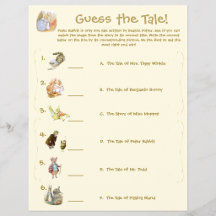 Classic Peter Rabbit Themed Baby Shower Game Flyer