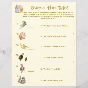 Classic Peter Rabbit Themed Baby Shower Game Flyer