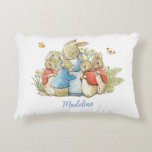 Classic Peter the Rabbit  Accent Pillow<br><div class="desc">This classic Peter the Rabbit theme is a wonderful choice for your baby. This accent pillow has the whimsical watercolor art of Beatrix Potter. Easily edit the text. You can also change the font style,  size,  color and placement.</div>