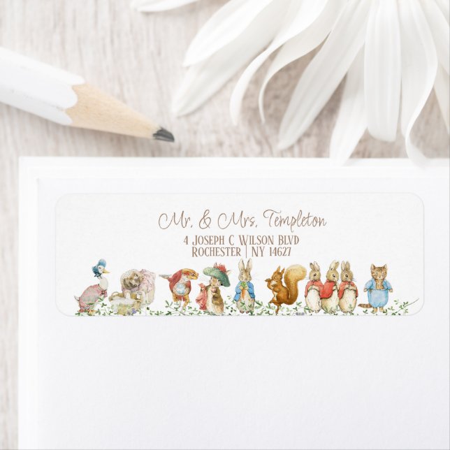 Classic Peter the Rabbit Baby Shower Address Label (Insitu)