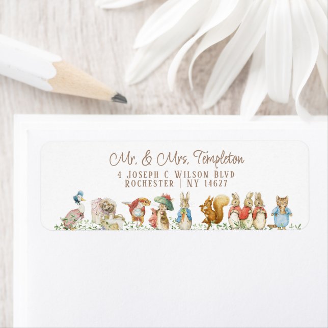 Classic Peter the Rabbit Baby Shower Address Label (Insitu)