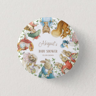 Classic Peter the Rabbit Baby Shower Button