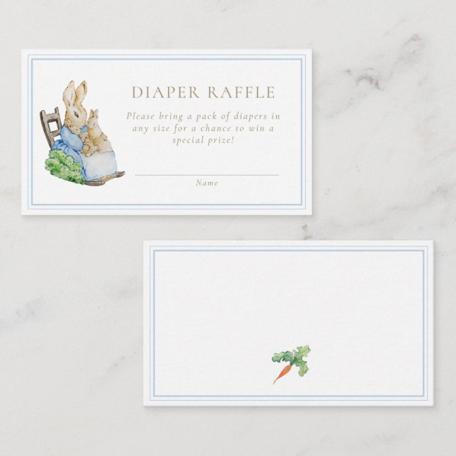 Classic Peter the Rabbit Baby Shower Diaper Raffle Enclosure Card (Front/Back)