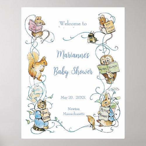 Classic Peter the Rabbit Baby Shower Large Welcome Poster