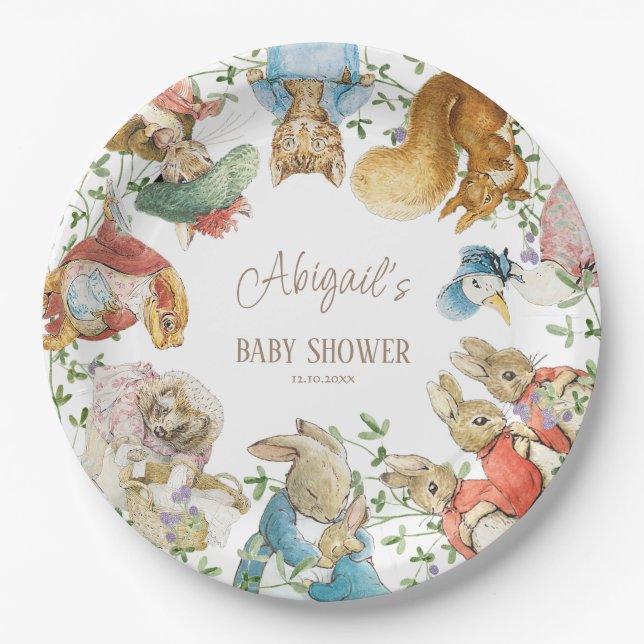 Classic Peter the Rabbit Baby Shower Paper Plates (Front)