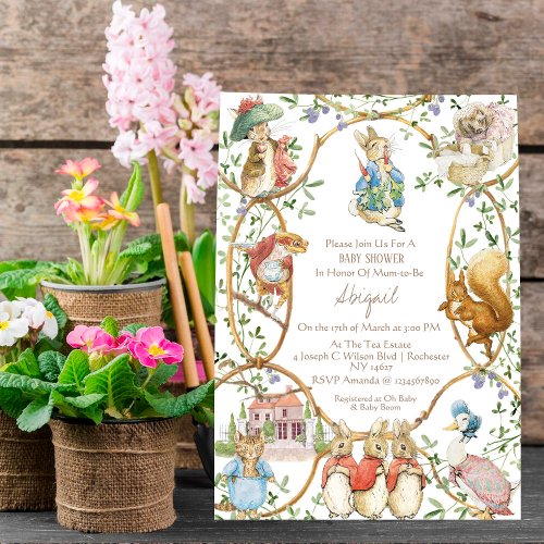 Classic Peter the Rabbit Beatrix Potter Baby Showe Invitation