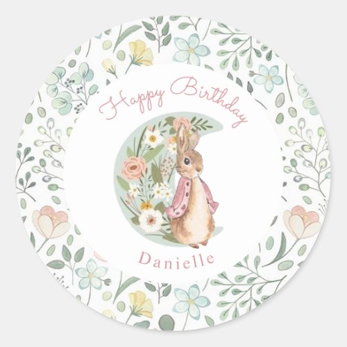 Classic Peter the Rabbit Beatrix Potter Birthday  Classic Round Sticker