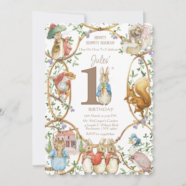 Classic Peter the Rabbit Beatrix Potter Birthday Invitation (Front)