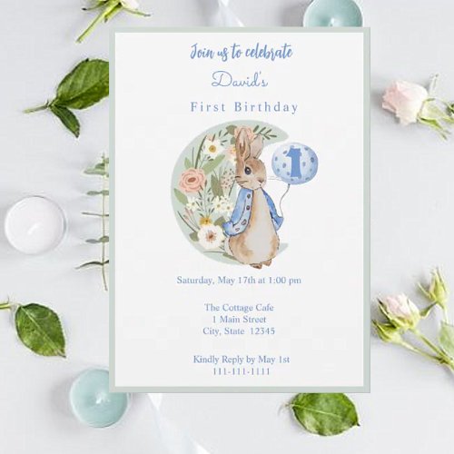 Classic Peter the Rabbit Beatrix Potter Birthday Invitation