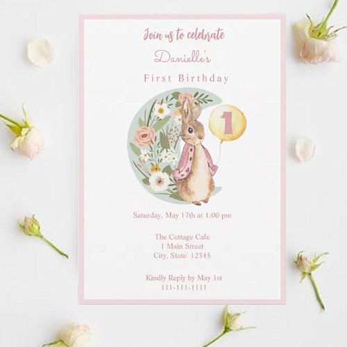 Classic Peter the Rabbit Beatrix Potter Birthday Invitation