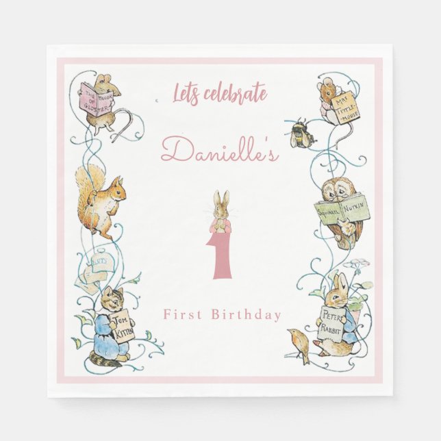 Classic Peter the Rabbit Beatrix Potter Birthday  Napkins (Front)