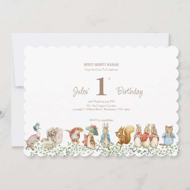 Classic Peter the Rabbit Birthday Invitation (Front)