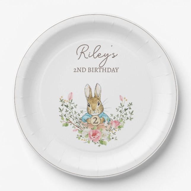 Classic Peter the Rabbit Birthday Paper Plates (Front)