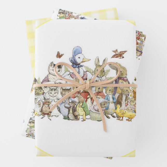 Classic Peter the Rabbit Birthday Party  Wrapping Paper Sheets (In situ)