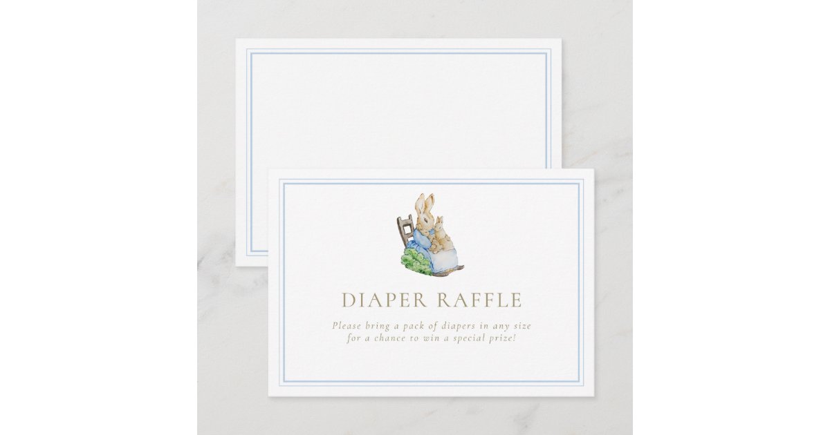 Peter Rabbit Diaper Raffle Sign Classic Peter the Rabbit Diaper Raffle Enclosure Card | Zazzle