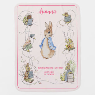 Classic Peter the Rabbit Personalized Birth Stats  Baby Blanket