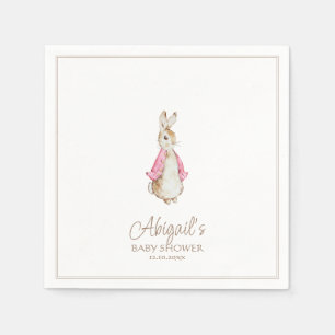 Classic Peter the Rabbit Pink Girl Baby Shower Napkins