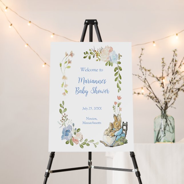 Classic Peter the Rabbit Twin Baby Shower Poster (In Situ (Stand))
