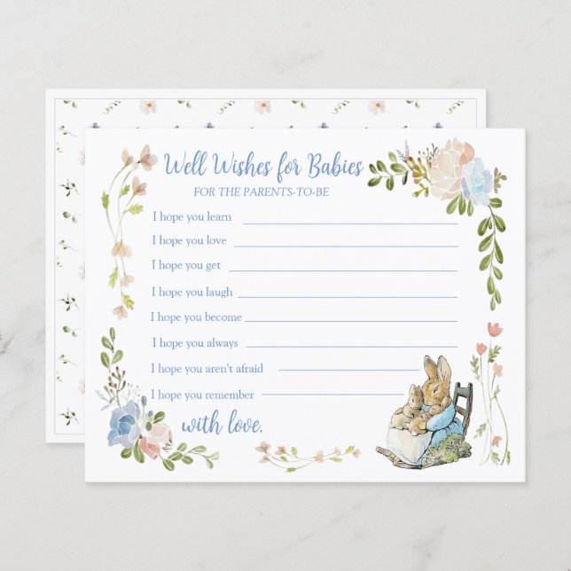 Classic Peter the Rabbit Twin Shower Advice Card (Front/Back)