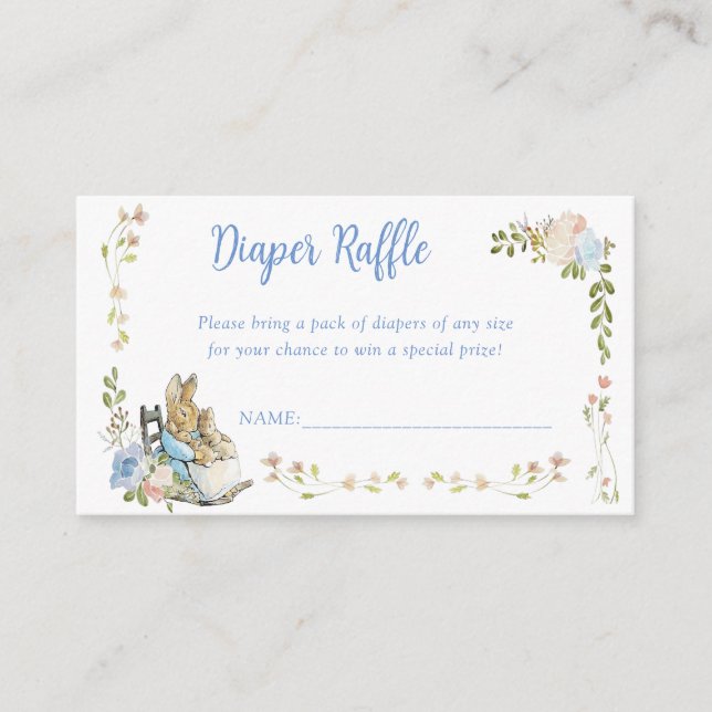 Classic Peter the Rabbit Twins Diaper Raffle Enclosure Card (Front)
