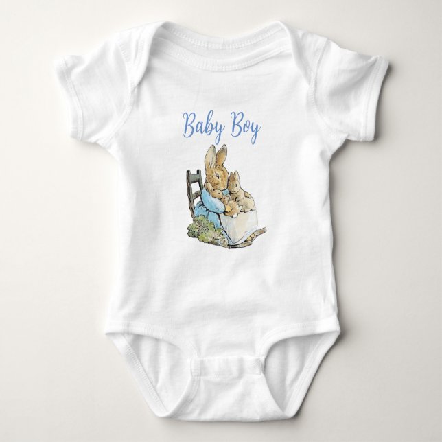 Classic Peter the Rabbit Twins Personalized Baby Bodysuit (Front)