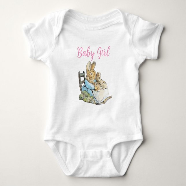 Classic Peter the Rabbit Twins Personalized Name Baby Bodysuit (Front)