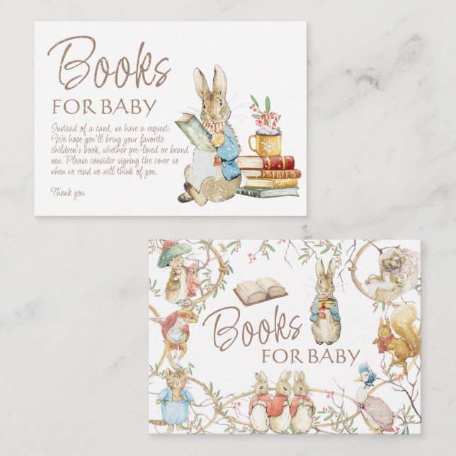 Classic Peter the Rabbit Winter Baby Shower Books Enclosure Card (Front/Back)