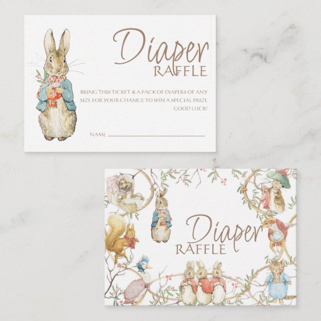 Classic Peter the Rabbit Winter Baby Shower Diaper Enclosure Card (Front/Back)