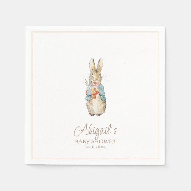 Classic Peter the Rabbit Winter Baby Shower Napkins (Front)