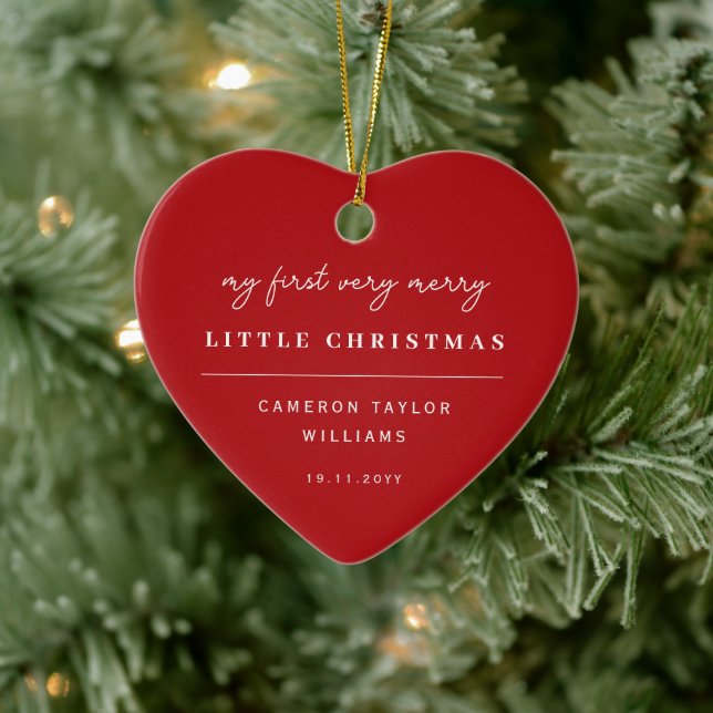 Classic Photo Baby's My First Very Merry Little Ceramic Ornament (Tree)