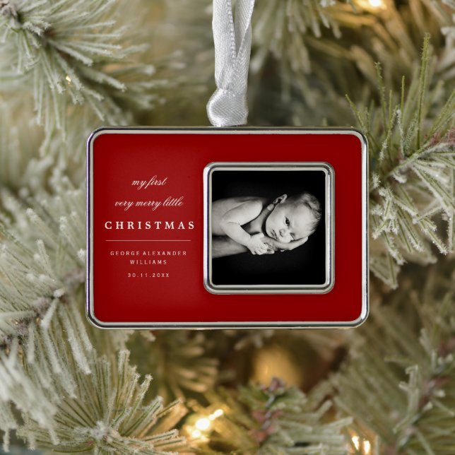 Classic Photo Baby's My First Very Merry Little Christmas Ornament (Tree)