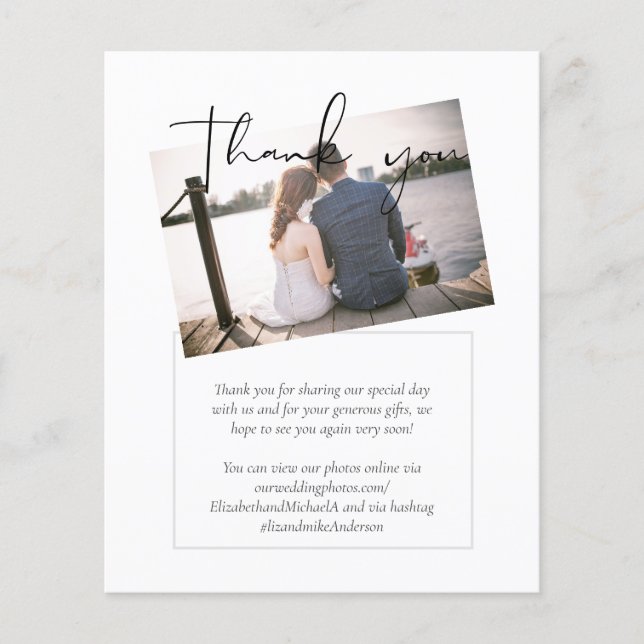 Classic PHOTO Budget Wedding Thank You Card (Front)