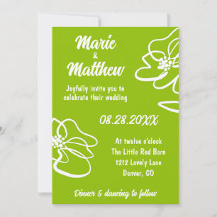 Classic Photo Citrus Green Floral Wedding Invitation