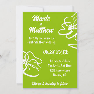 Classic Photo Citrus Green Floral Wedding Invitation