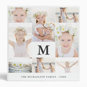 Classic Photo Collage with Monogram and Name 3 Ring Binder