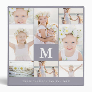 Classic Photo Collage with Monogram and Name 3 Ring Binder