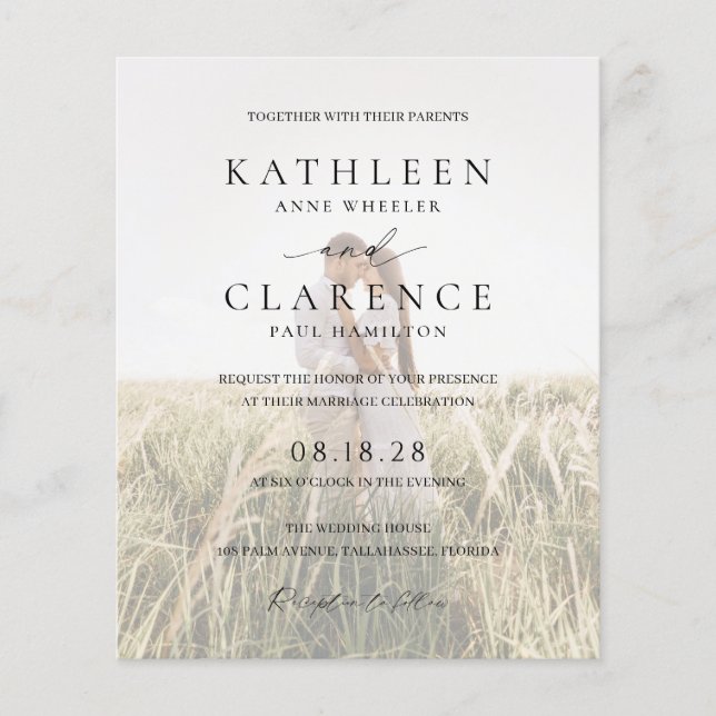 Classic Photo Elegant Budget Wedding Invite (Front)