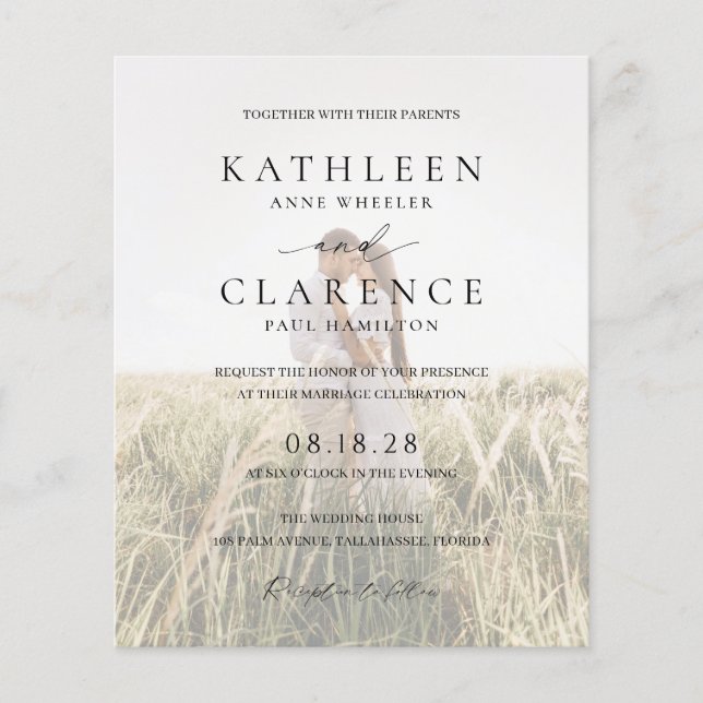 Classic Photo Elegant Budget Wedding Invite Flyer (Front)