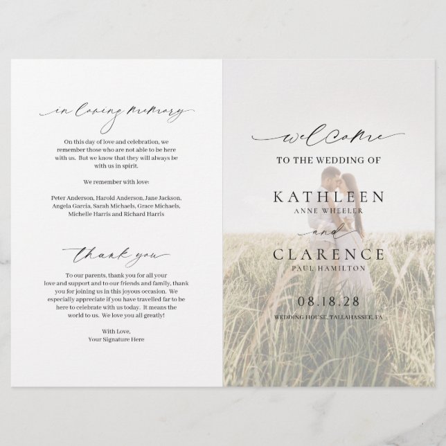 Classic Photo Elegant Budget Wedding Program Flyer (Front)