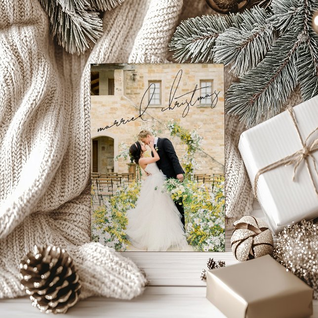 Classic Photo Elegant Newlywed Christmas Holiday Card (Creator Uploaded)