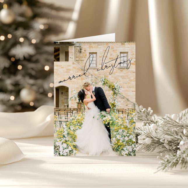 Classic Photo Elegant Newlywed Christmas Holiday Card (Creator Uploaded)
