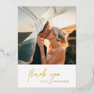 Classic Photo Elegant Wedding Thank You Foil Invitation