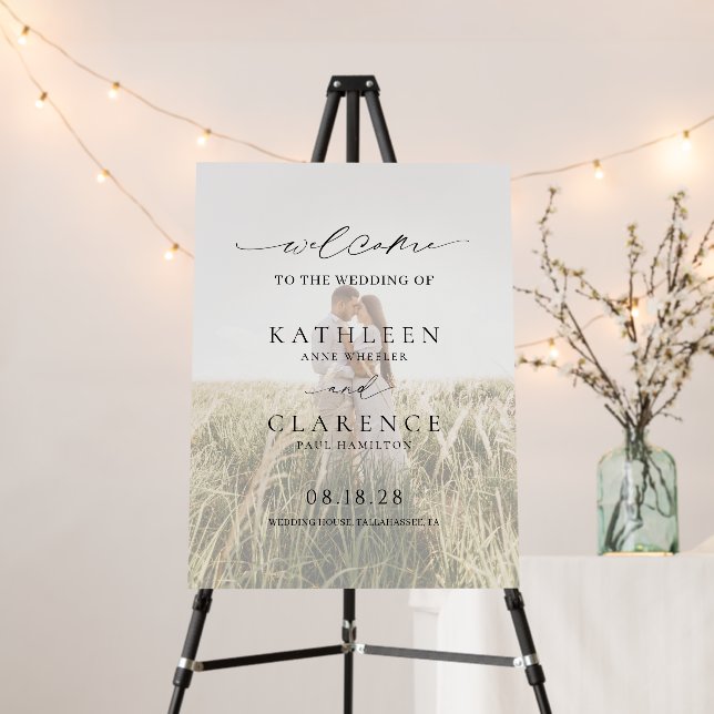 Classic Photo Elegant Wedding Welcome Sign (In Situ (Stand))