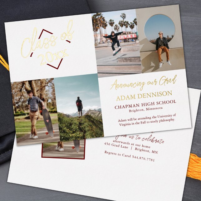 Classic Photo High School Graduation Foil Invitation (Creator Uploaded)